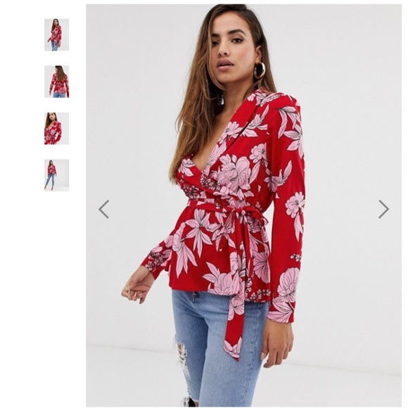 Floral Red and Pink Blouse Top from ASOS - Picture 4 of 4